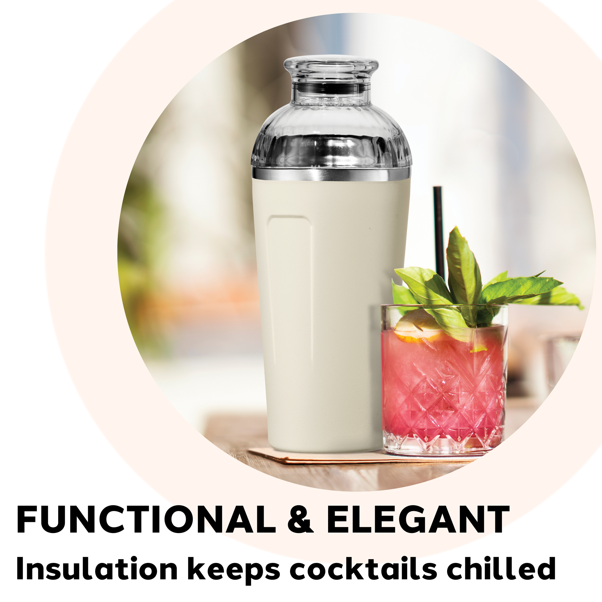 Groove Double Wall Cocktail Shaker (17 oz) Gray *