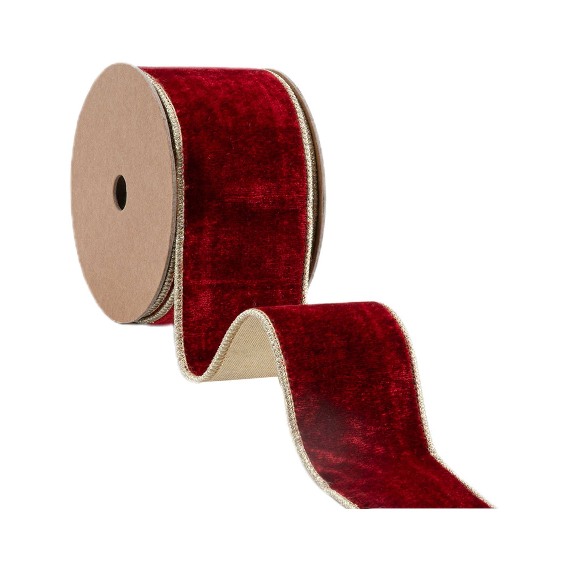 Premium Red Velvet Ribbon with Gold Metallic Backing