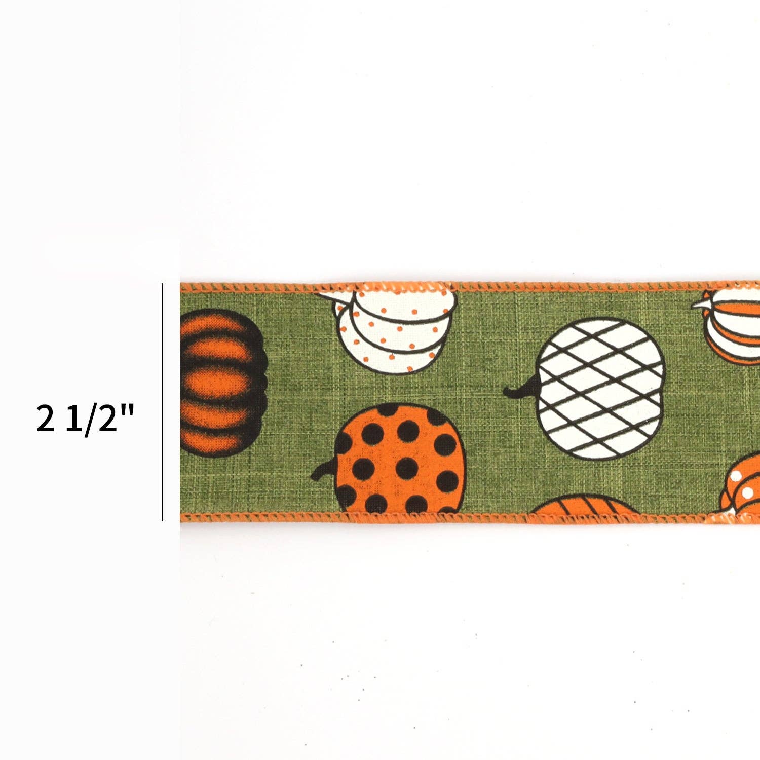 2 1/2" Wired Ribbon | "Multi Pumpkin" Green/Multi | 10 Yard Roll