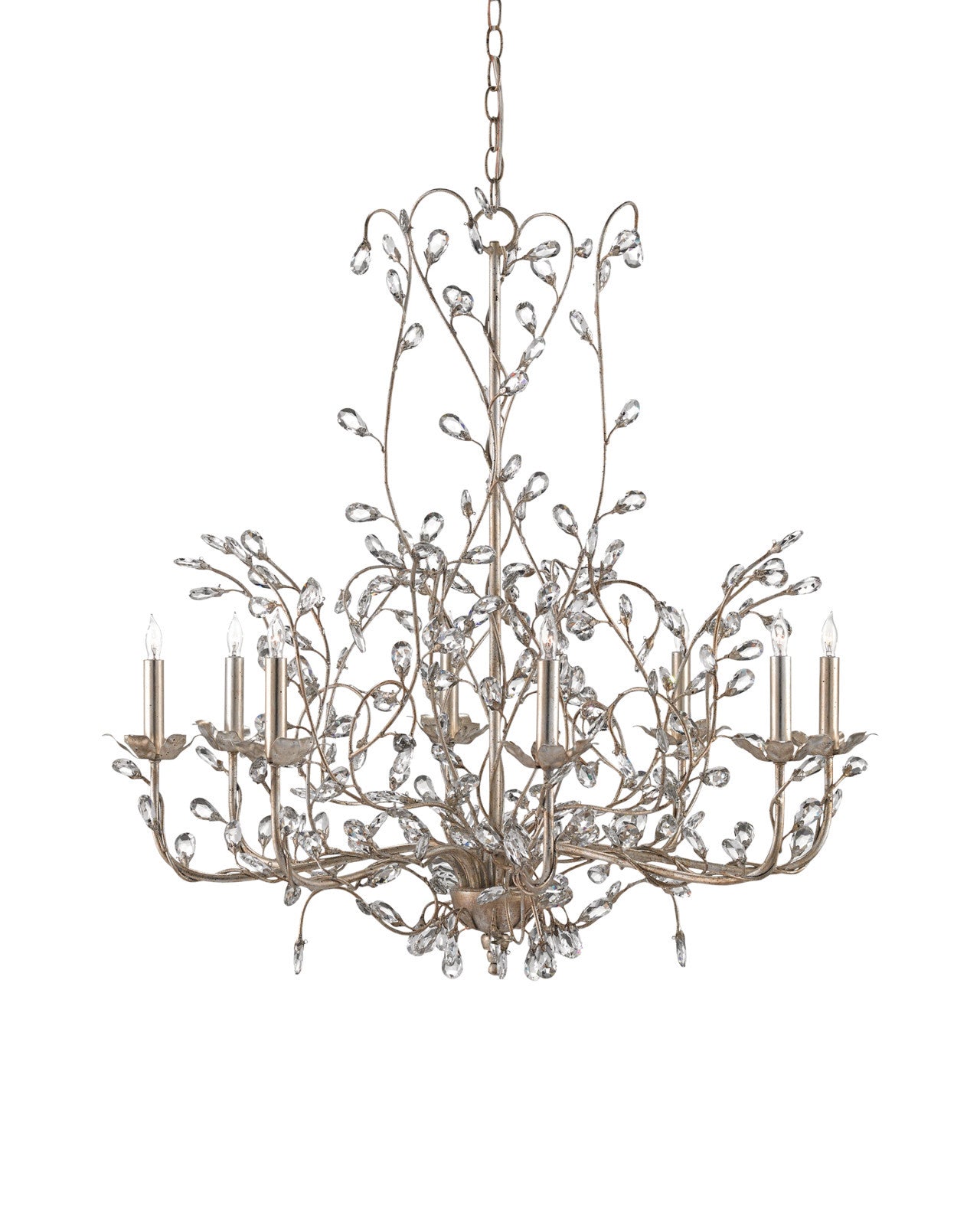 Crystal Bud Large Silver Chandelier by Currey & Co. *
