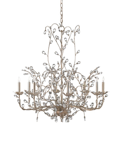 Crystal Bud Large Silver Chandelier by Currey & Co.