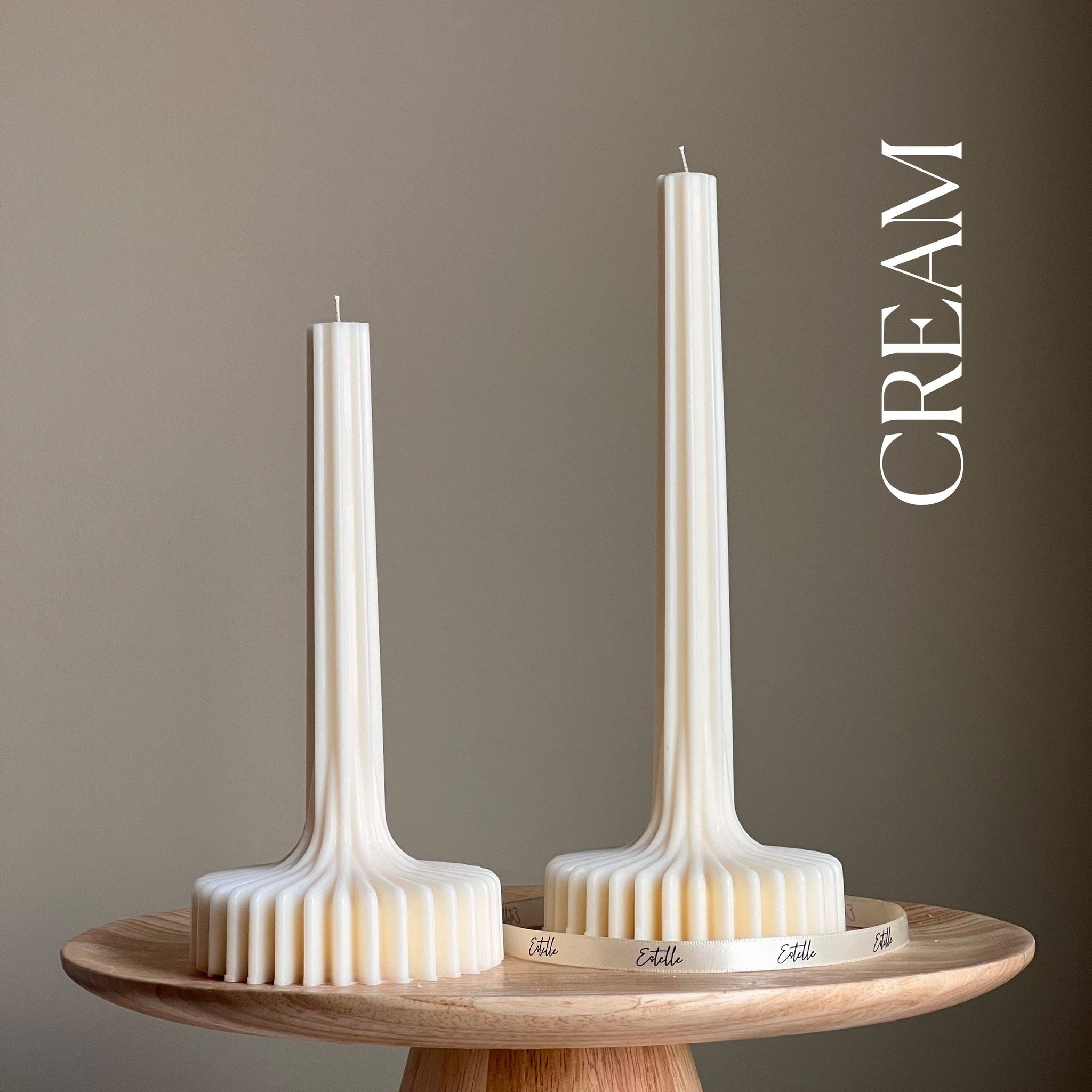 Elegant Stripe Vase Candle: Cream / Set of 2 *
