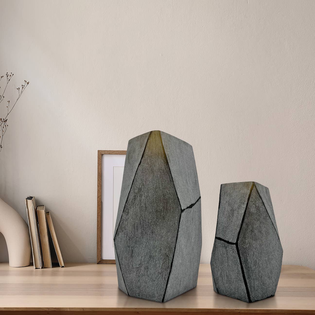 Decorative Handmade Glass Modern Vase in Grey: Large (13 in height) *