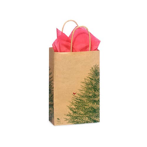 Evergreen Tree Christmas Paper Gift Bags: 250 Pack / Vogue 16x6x12"