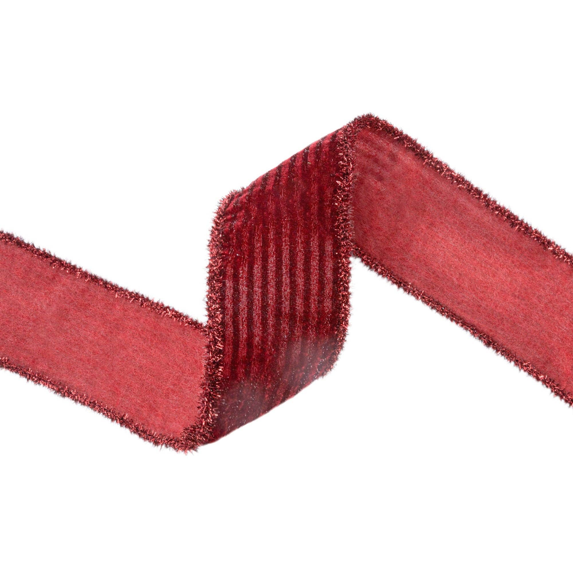 Wired Velvet Ribbon with Tinsel Edging, 10 Yard Roll