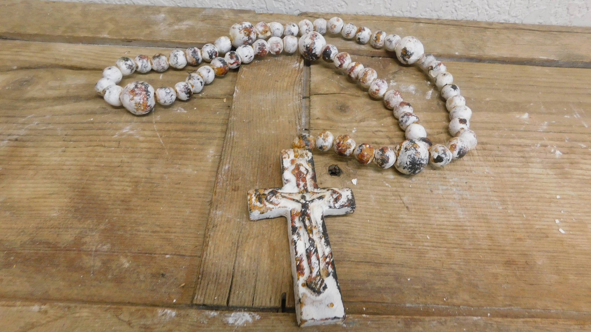 Trinity Clay Rosary 17-23 inches-Shabby White