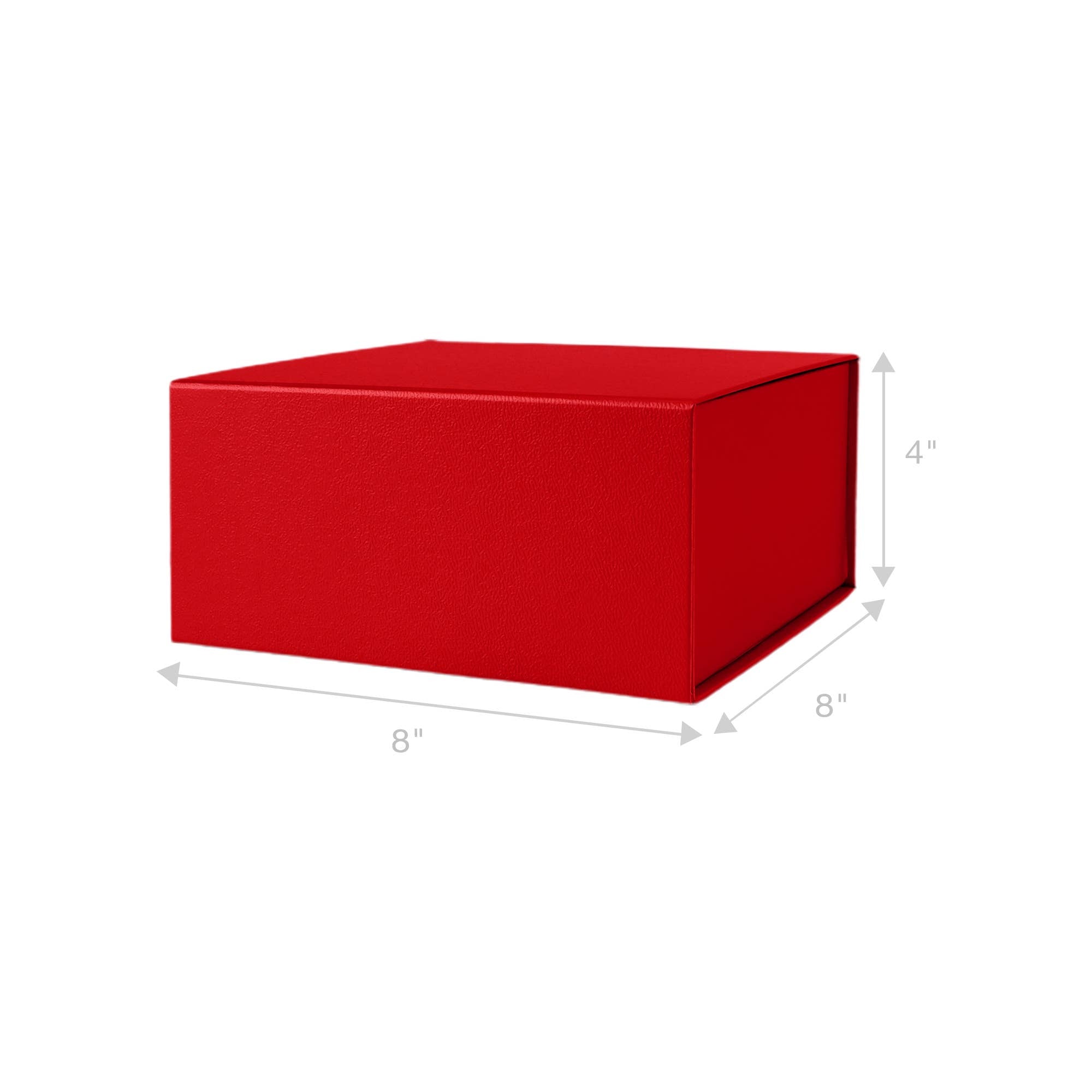 8" x 8" x 4" Collapsible Gift Box w/ Magnetic Square Flap Lid | Red
