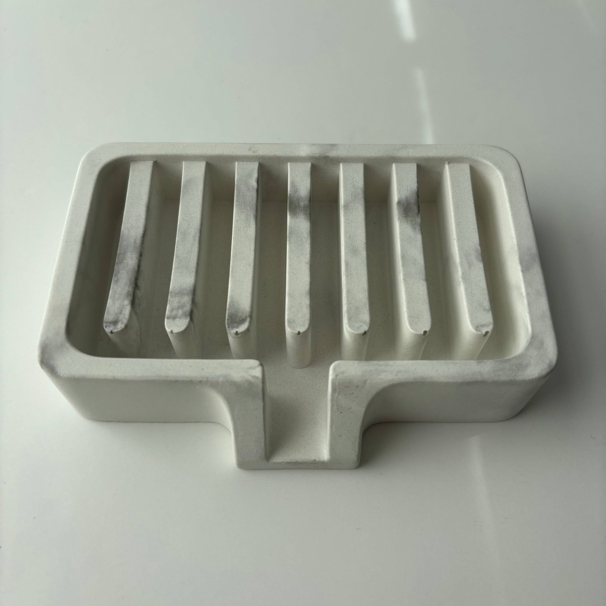 Soap Holder | Concrete Soap Dish: White Gray Marble