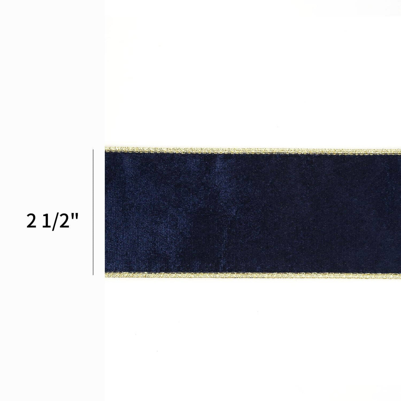 2 1/2" Reversible Velvet/Lurex Wired Ribbon | Navy/Gold