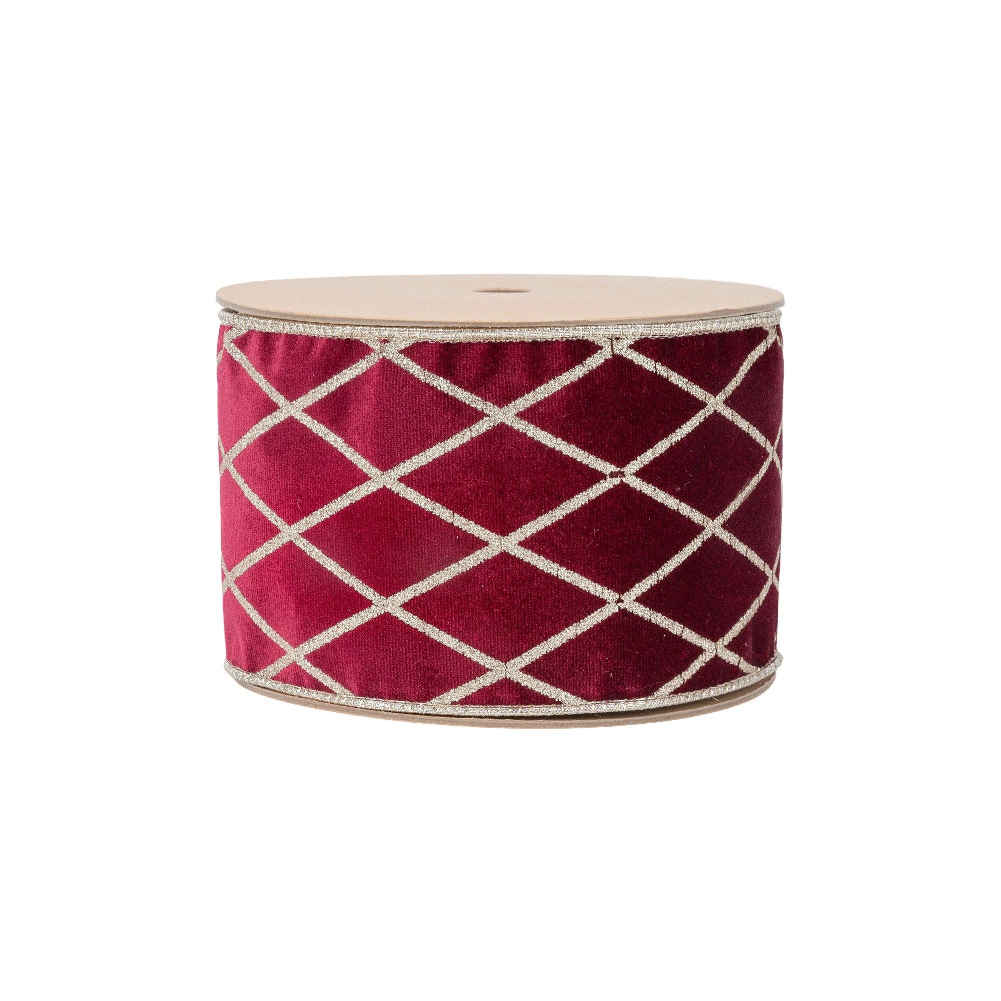 Wired Velvet Ribbon with Glittered Diamond 10 Yard Roll