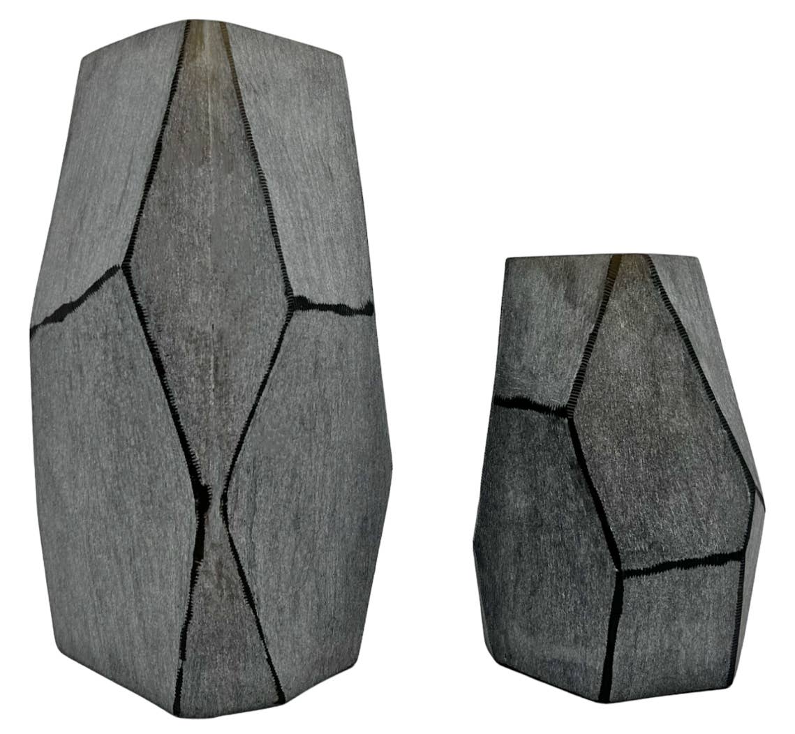 Decorative Handmade Glass Modern Vase in Grey: Large (13 in height) *