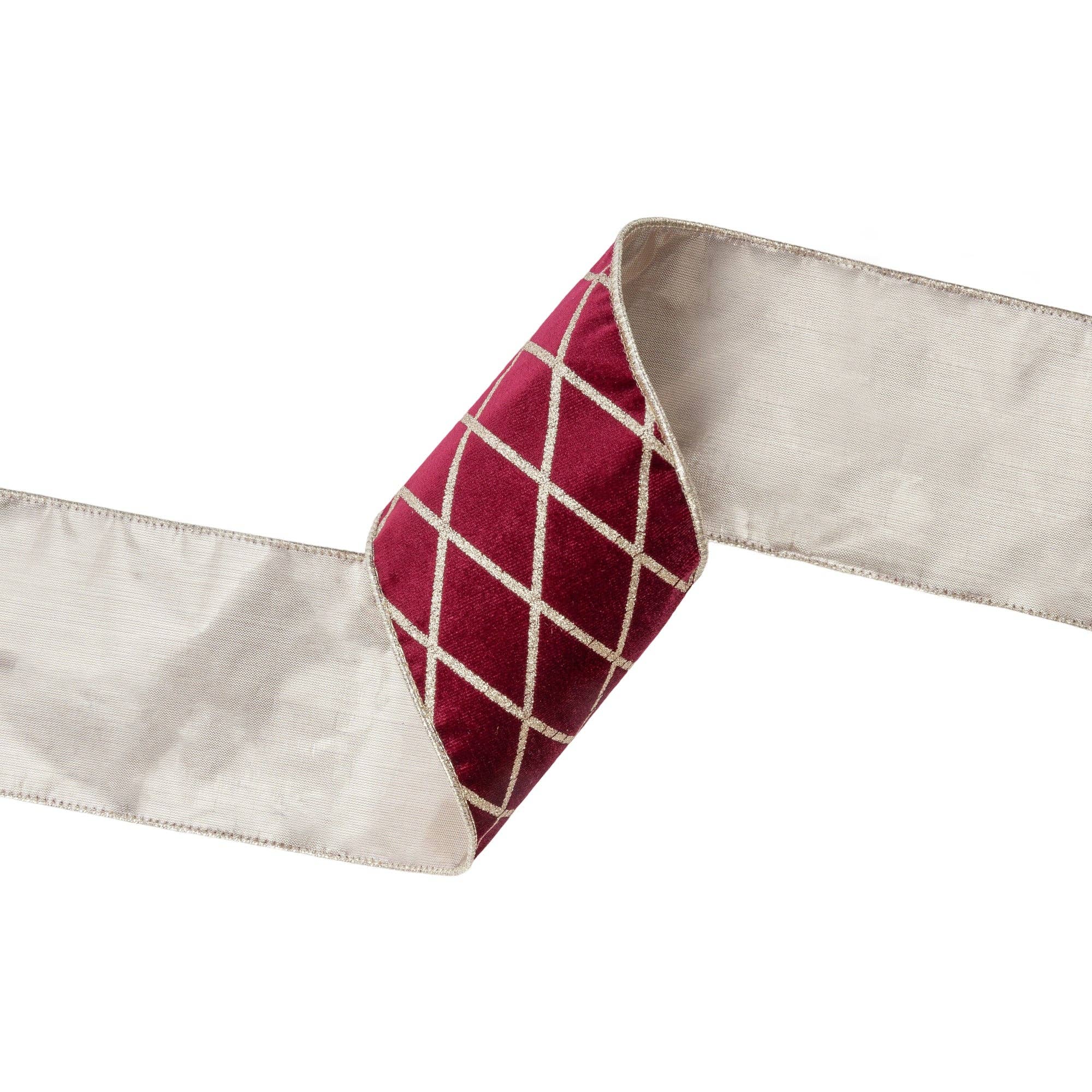 Wired Velvet Ribbon with Glittered Diamond 10 Yard Roll