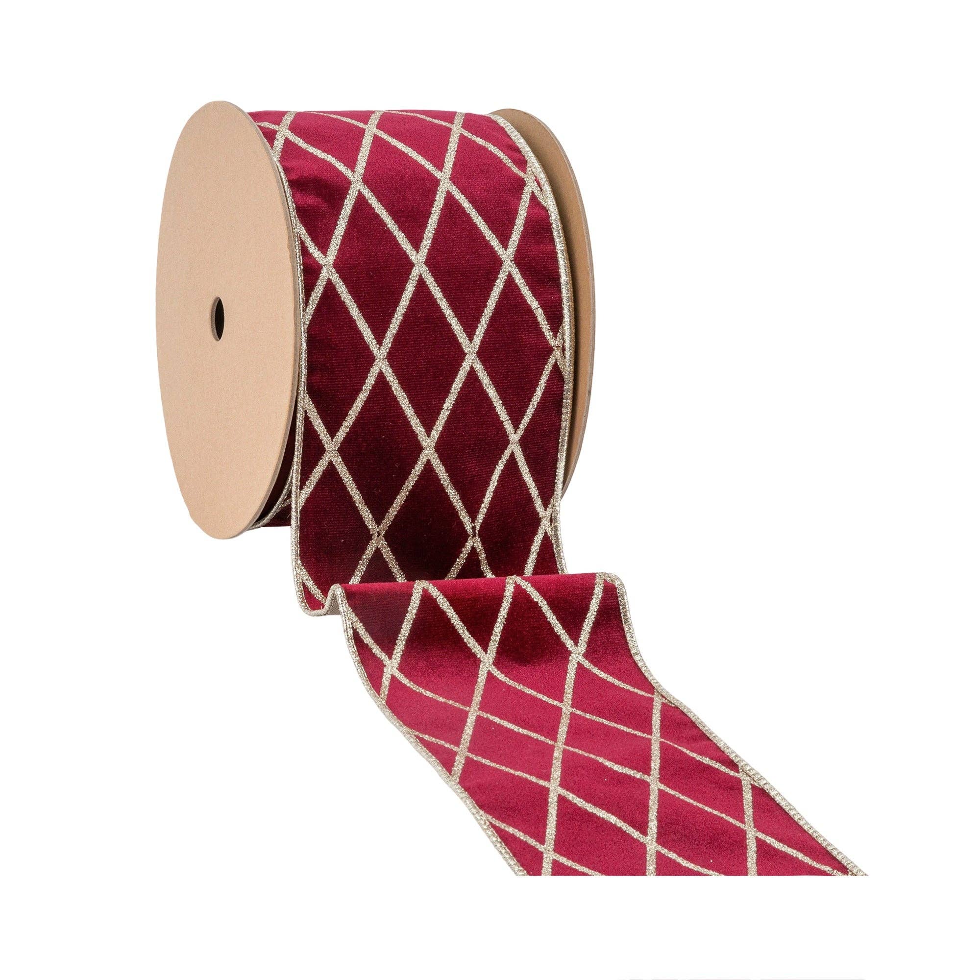 Wired Velvet Ribbon with Glittered Diamond 10 Yard Roll