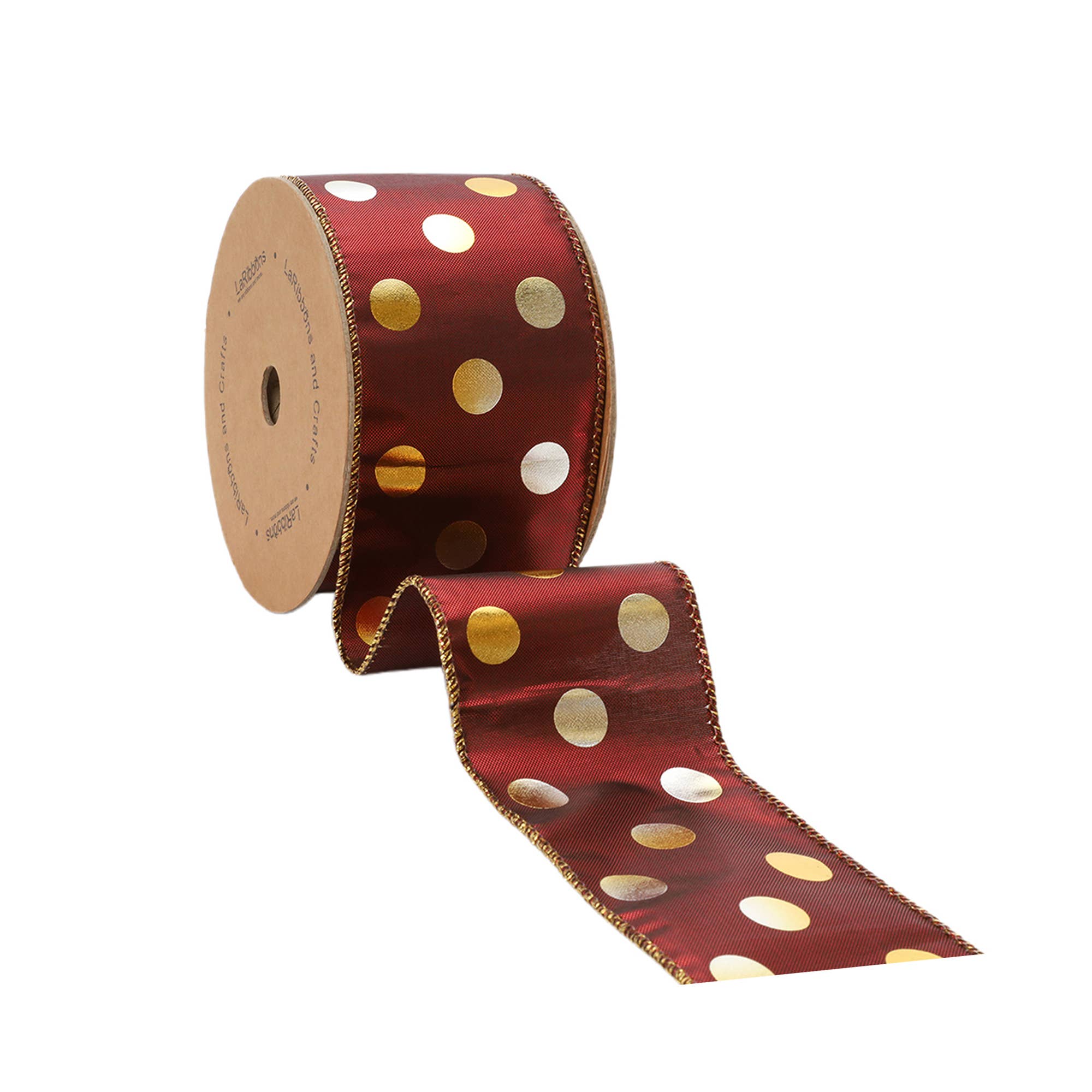 2 1/2" Holiday Wired Ribbon | Rust Lame w/ Metallic Dot | 10 Yard Roll
