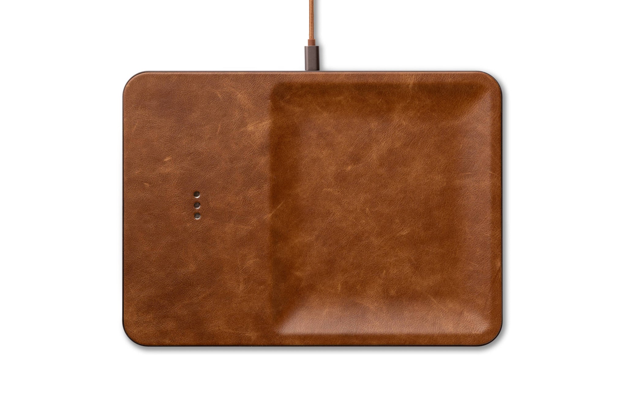 CATCH:3 - Classics Leather Wireless Charger with Valet Tray: Saddle *