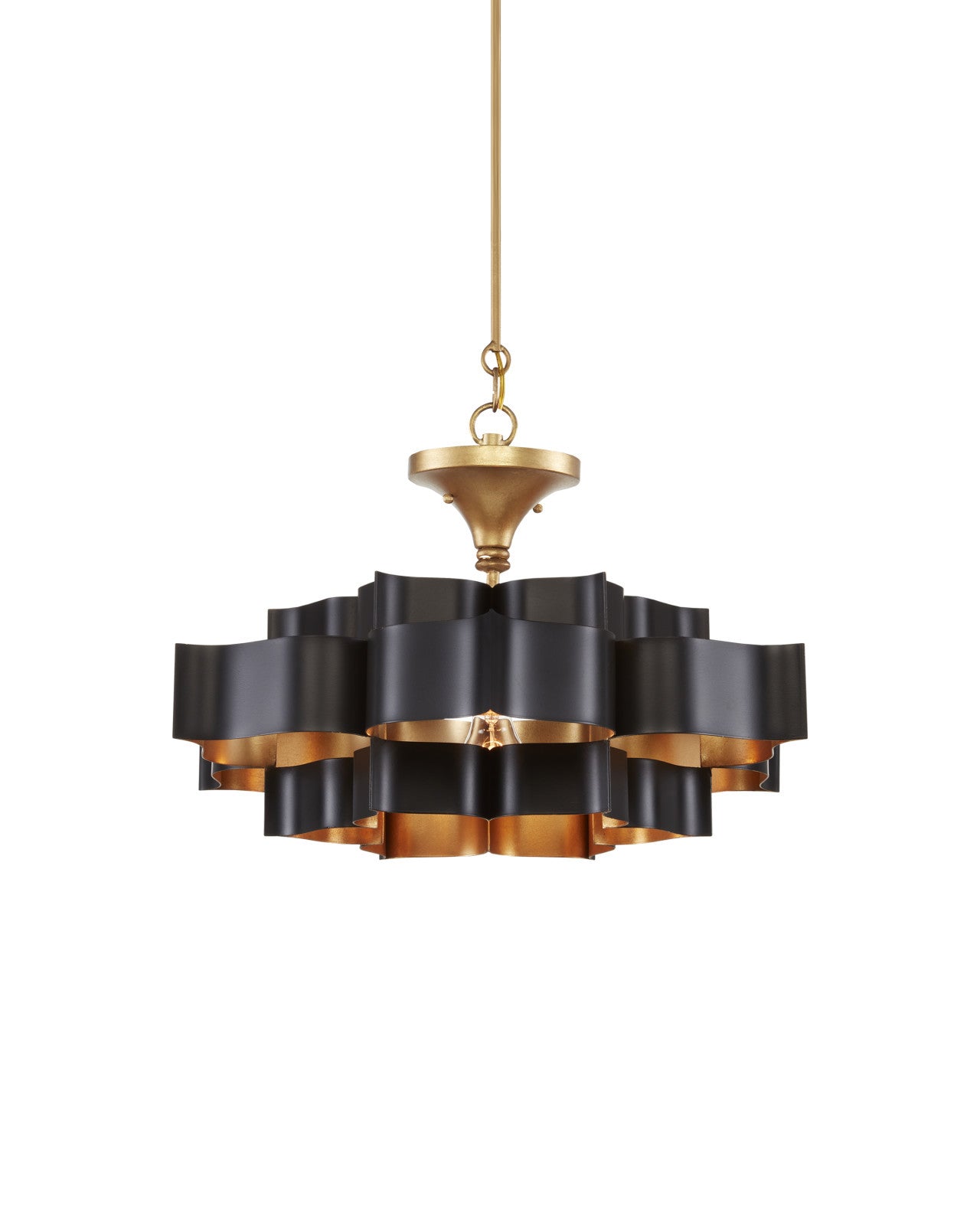 Grand Lotus Small Black Chandelier by Currey & Co.